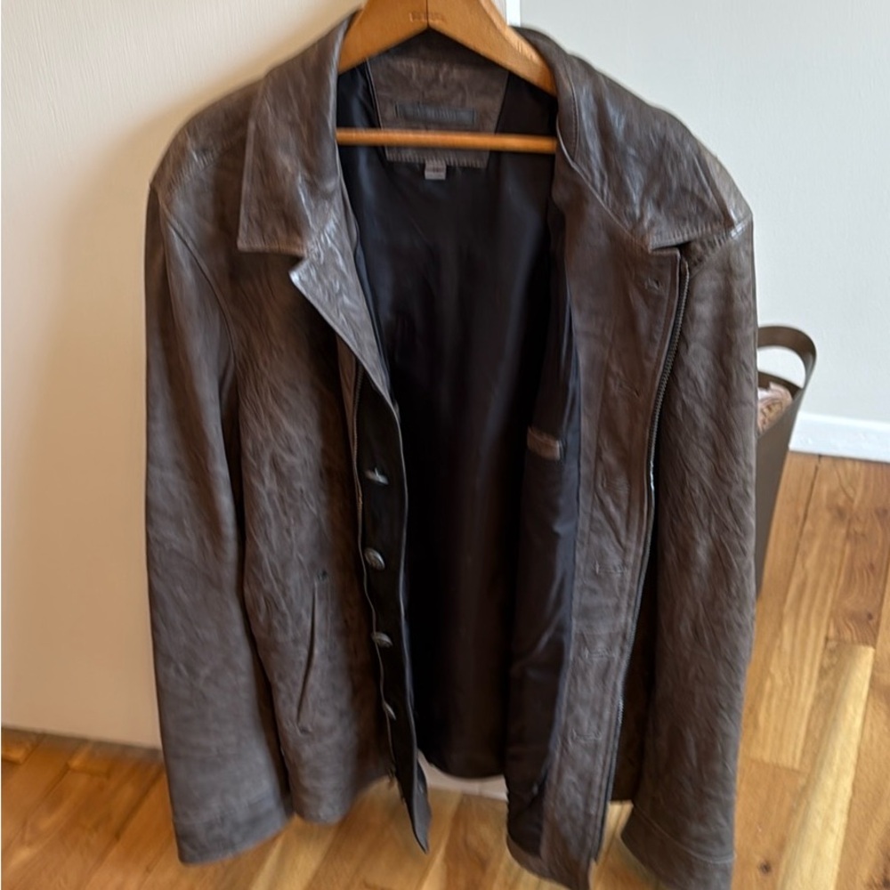 John Varvatos Brown Leather Jacket